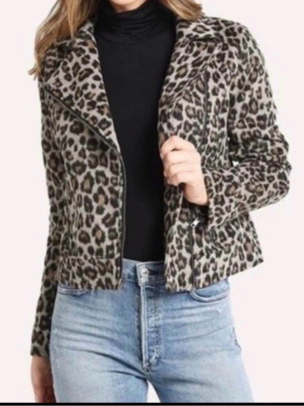 cupcakes & cashmere Leopard Print Moto XS